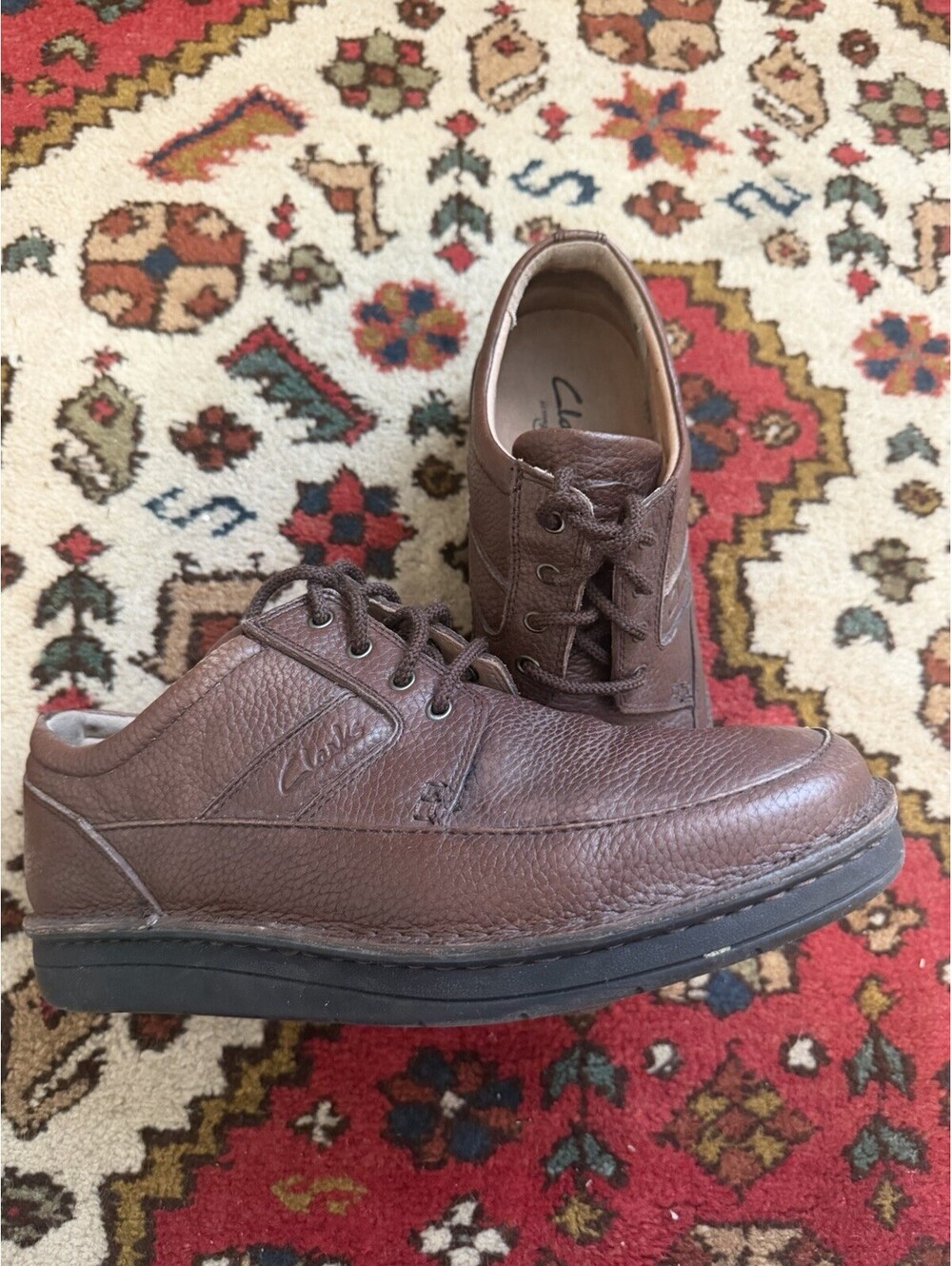 Clarks Active Air Brown Leather Men's Lace Up Oxford Shoes Round Toe 10W